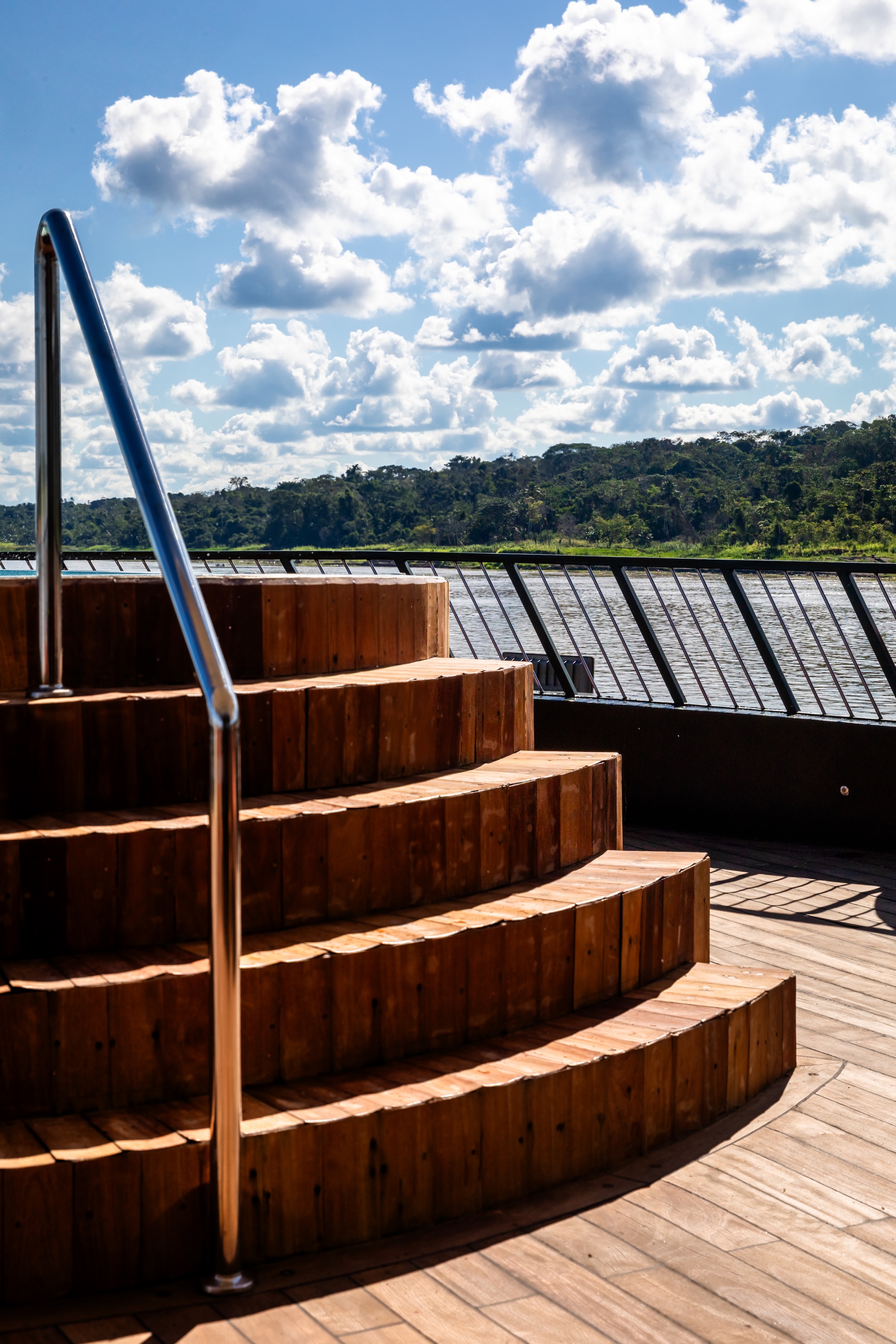 The spa pool on the upper deck
